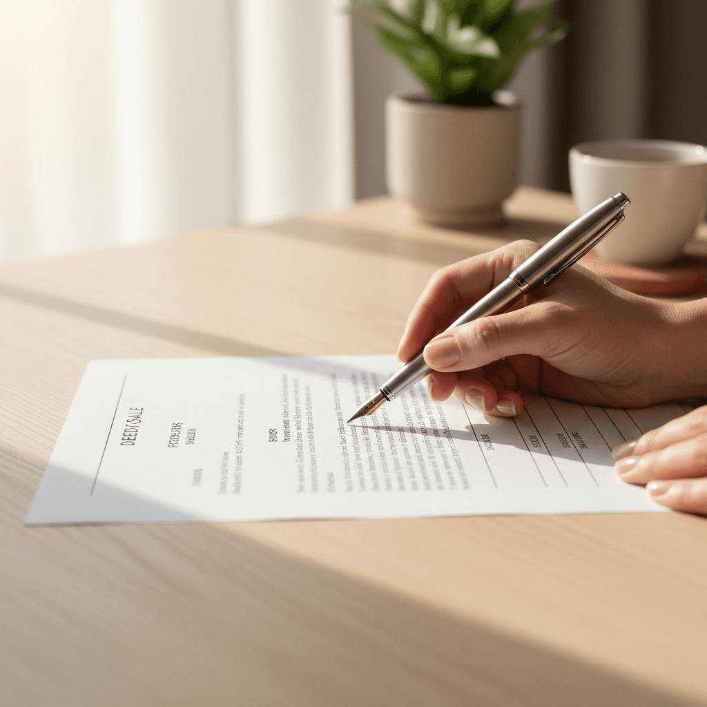 Signing final land sale paperwork