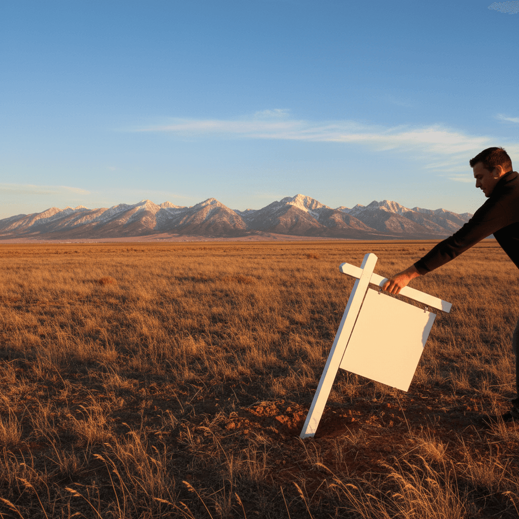 Removing traditional real estate sign from vacant land