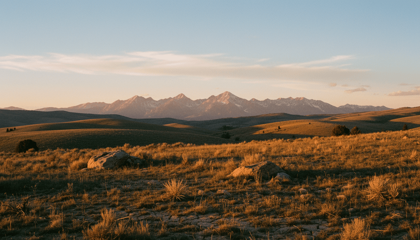 Wide Colorado landscape with vacant land and mountain vista